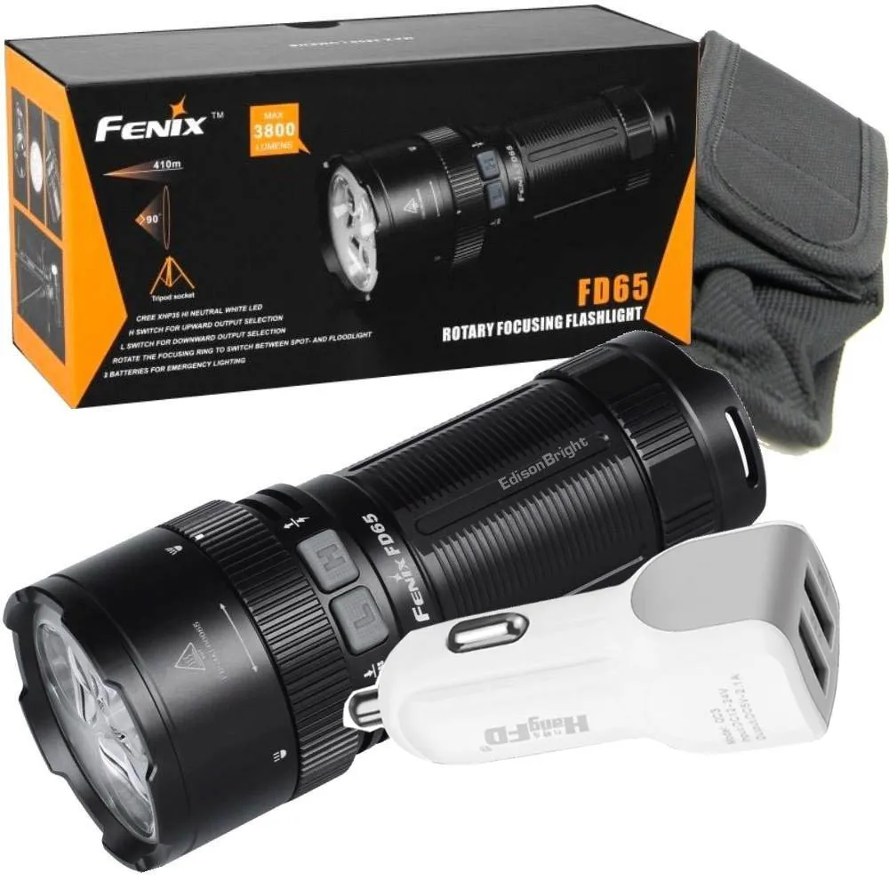 

FENIX FD65 adjustable focus 3800 Lumen CREE LED military/search rescue Flashlight with car charger