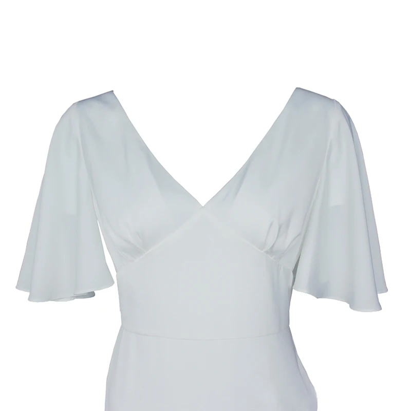 Подиумное дизайнерское женское летнее длинное платье, элегантное сексуальное Белое Платье макси с v-образным вырезом и открытой спиной, несимметричные вечерние платья с оборками
