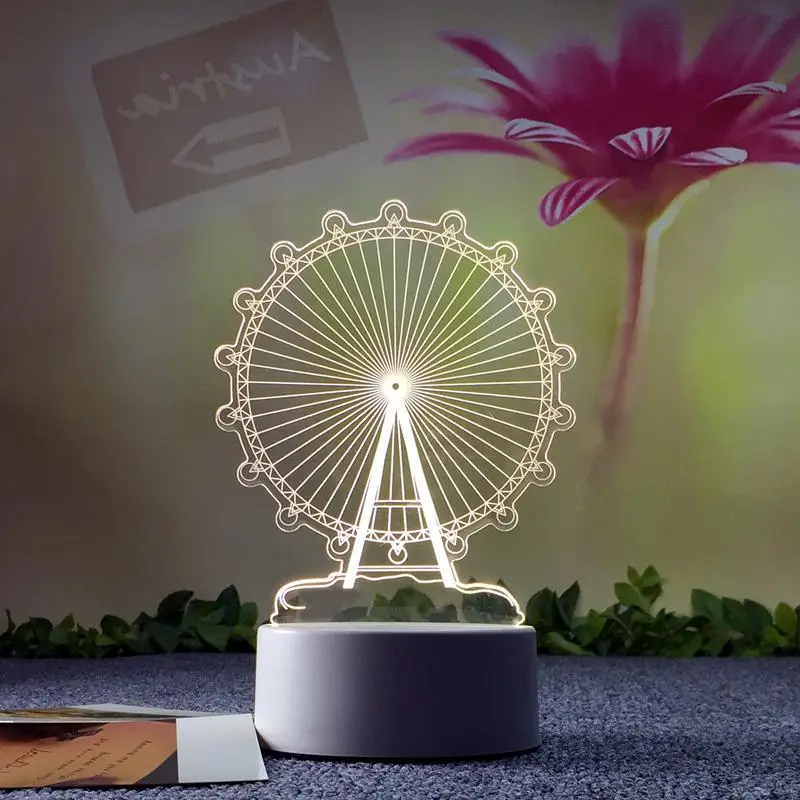 Прикроватная Светодиодная лампа с плагином, креативный подарок мечты, спальный стол, 3d ночник, вечерние неоновые украшения, вечерние, светодиодный светильник - Цвет: Key switch