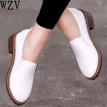 Винтажные женские туфли на плоской подошве; весенние кожаные туфли; женская повседневная обувь на низком каблуке без застежки; большие Size35-42; S04