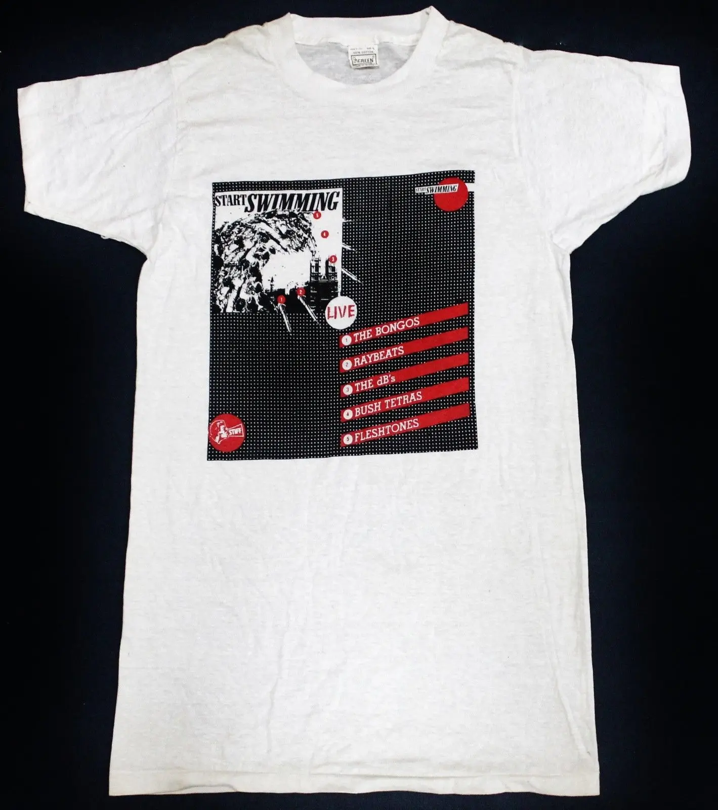 VINTAGE STIFF RECORDS empezar a nadar PUNK ROCK TOUR PROMO Camiseta de algodón 100% T Camiseta TEE TOP 2018 de moda VINTAGE STIFF RECORDS empezar a nadar PUNK ROCK TOUR PROMO Camiseta de algodón 100% T Camiseta TEE TOP 2018 de moda