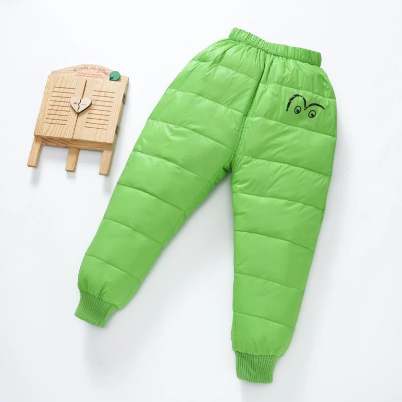 От 1 до 5 лет, детская зимняя теплая одежда Хлопковые Штаны пуховая хлопковая верхняя одежда с высокой талией, брюки для мальчиков и девочек, высокое качество, новинка года - Цвет: green