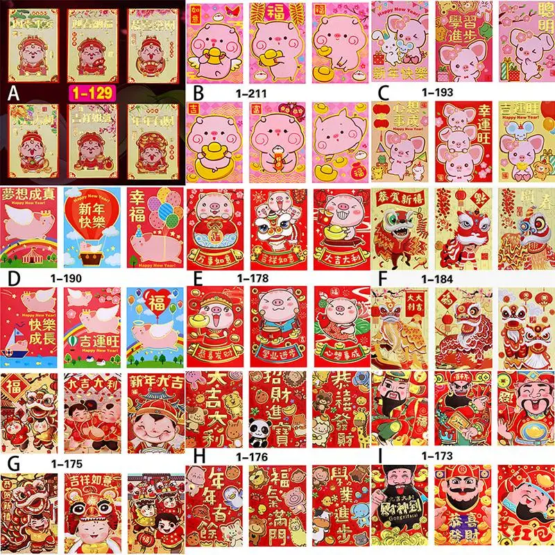 6 шт./компл. традиции Hongbao год красный повезло, сумочка для денег в китайском стиле красного цвета с рисунками животных на возраст конверт заполните MoneyEnvelope подарок