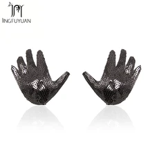 Дизайн блесток накладки на грудь сексуальные женские наклейки на соски дизайн формы руки наклейки на соски многоразовое использование для груди