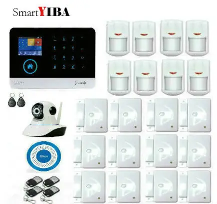 

SmartYIBA APP WIFI GSM Wireless Home House Alarm Security System Support RFID Keypad Wireless Siren IP Camera Surveillance Kits