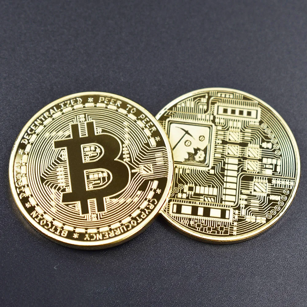 24K Gold Plated Bitcoin Coin Bit BTC Metal Physical Commemorative Coin