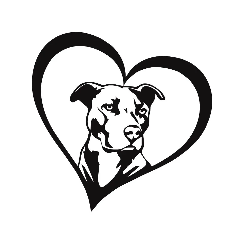 PITBULL HEART Animal Car Stickers Decals Creative Fashion Car Styling Decoration Accessories Black Silver Laser 15.215 (5)