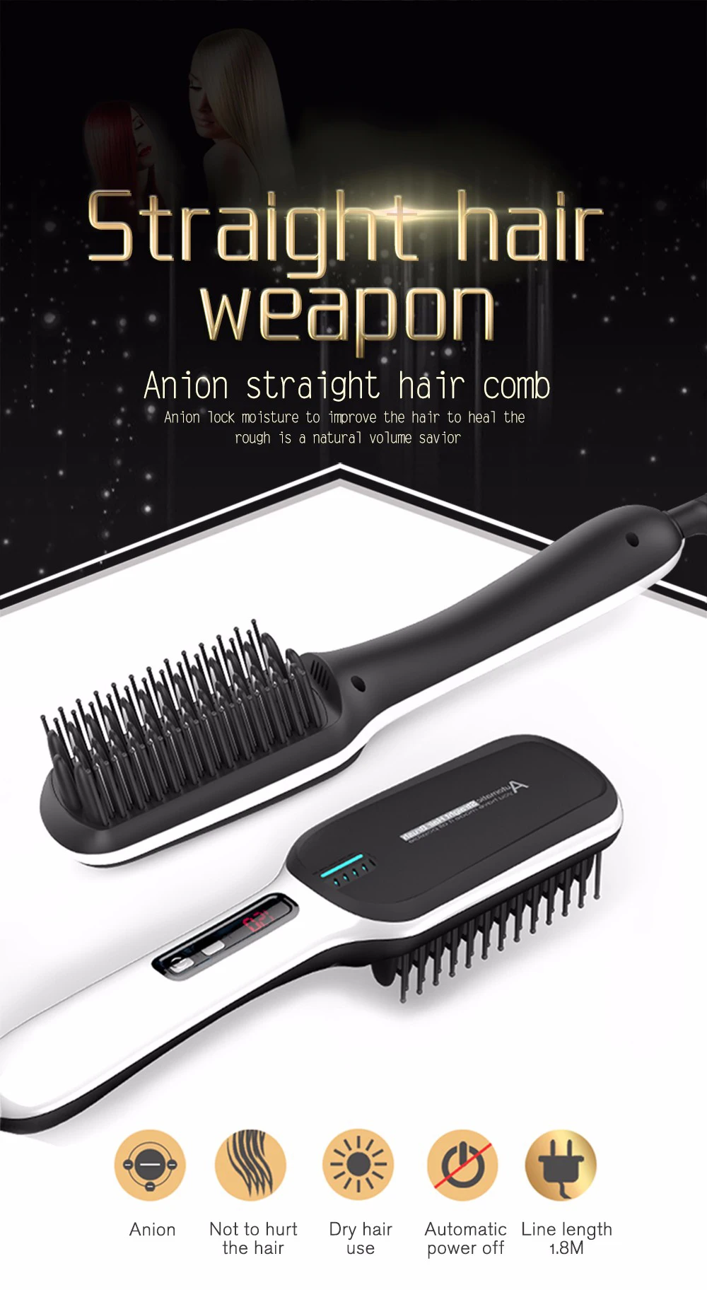 Профессиональные утюги для волос, быстрая универсальная Керамическая электрическая выпрямляющая щетка для волос, инструмент для укладки волос, выпрямитель для волос, ET-16