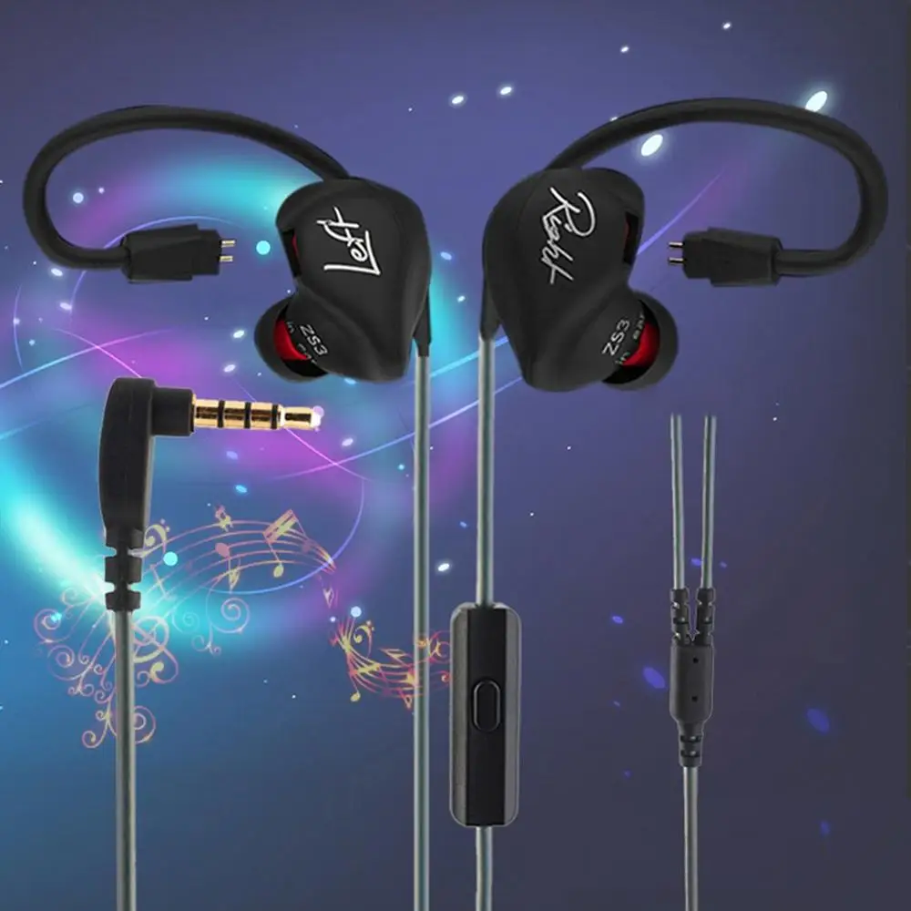 

Universal Kz-ZS3 The Most Comfortable Ergonomic Design HIFI Headphones Two Styles Black Noise Cancelling Earphone