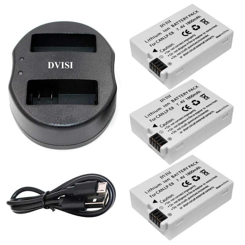 Аккумулятор LPE8 LP E8 с двойным зарядным устройством USB для Canon EOS 550D 600D 650D 700D Rebel T2i T3i