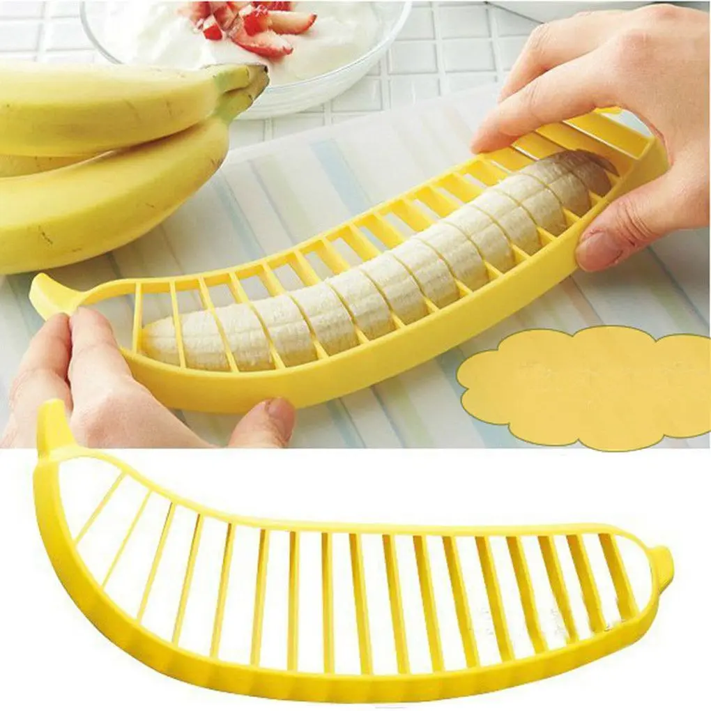 

Banana Slicer Chopper Yellow Cutter Plastic Banana Salad Make Tool Fruit Vegetables Cutter Kitchen Tool