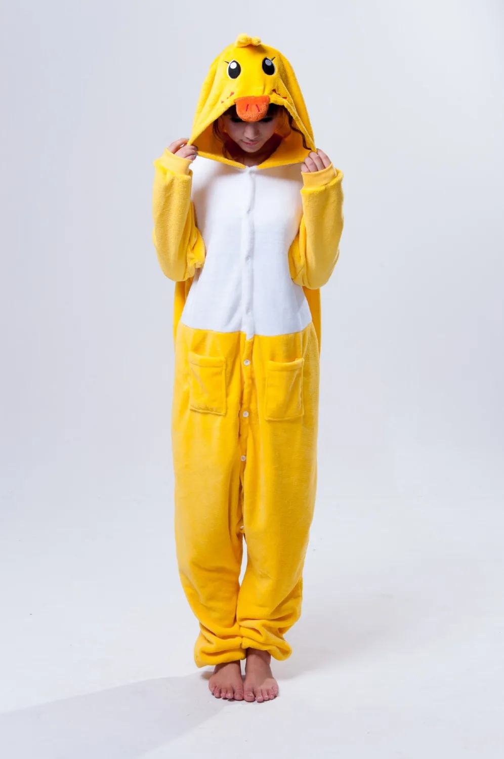 2017 пижамы мультфильм Милая желтая утка одежда для сна животные фланелевые