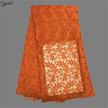

Luxury orange French guipure lace chemical wedding/party water soluble lace fabric for dress EWP47(5yards/lot) multi color