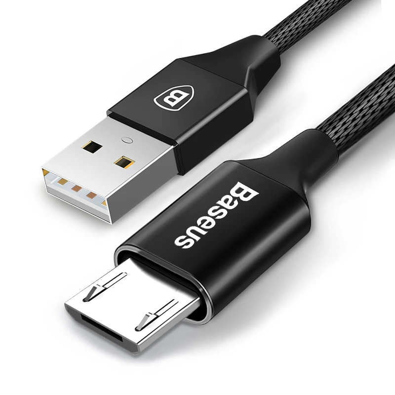 Baseus кабель Micro USB для быстрой зарядки и синхронизации данных, кабель для зарядного устройства Microusb для samsung A7 Xiaomi Redmi Note 5, кабели для телефонов на базе Android - Цвет: Black