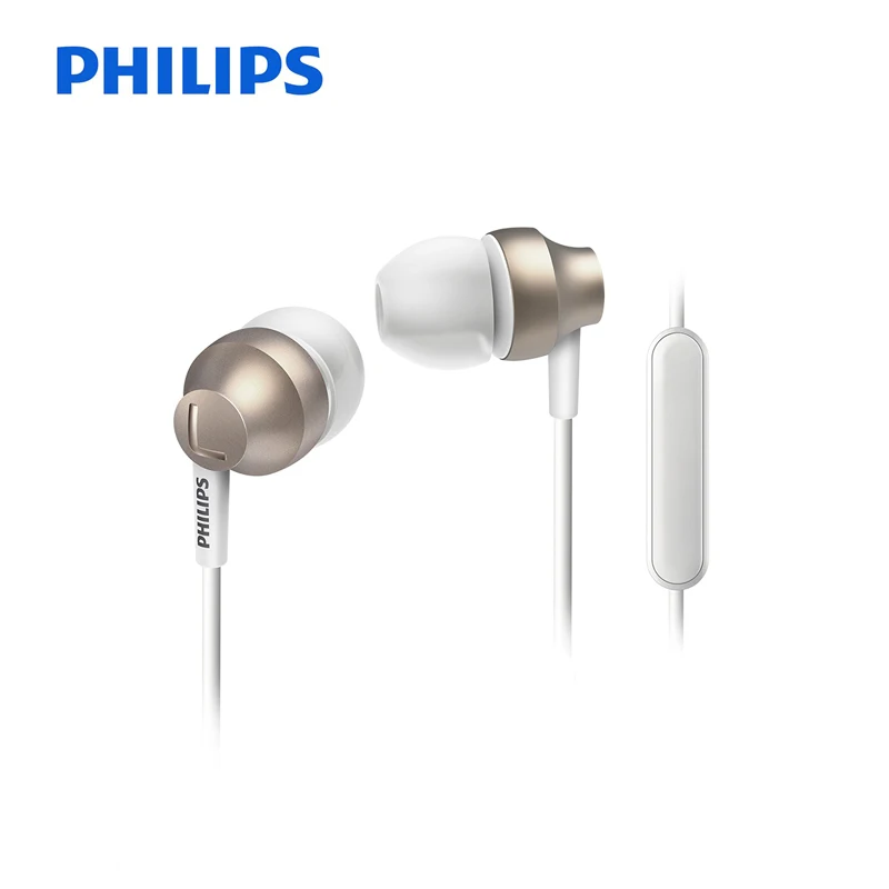 Philips SHE3855 проводное управление гарнитура поддержка Loptap/Ipad/с регулировкой громкости микрофона для samsung Galaxy 8 официальный тест - Цвет: Gold