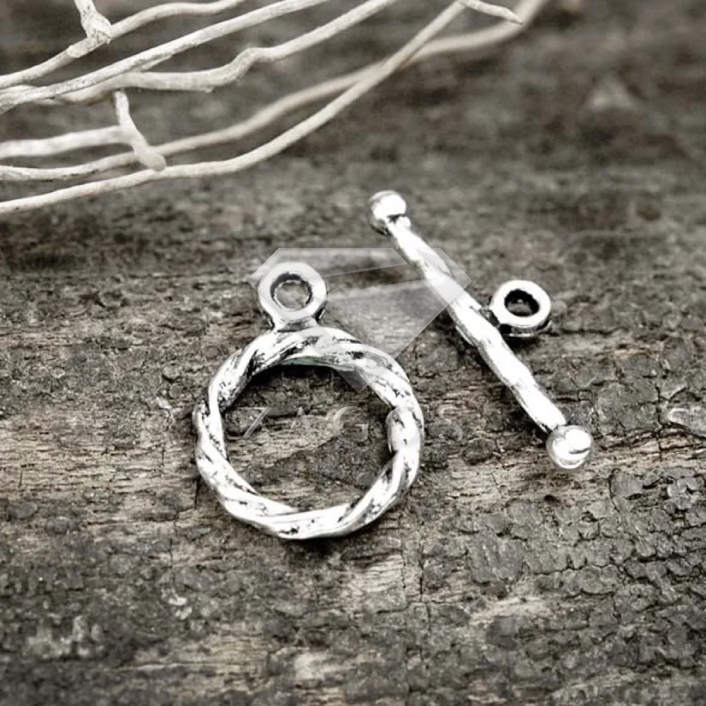 

80Pcs Tibetan/Antique Silver Tone Round Bar Ring Toggle Zinc Alloy Jewellry Making Findings Fit Bracelet Necklace TS0269