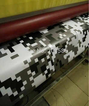 

Black White Digital Tiger Camo Vinyl Car Wrap Styling Foil Air Release Pixel Camouflage Graphics Car Sticker Film 1.52*30m/Roll