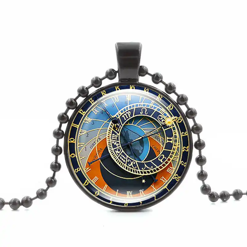 Таинственный астрологический диск время ожерелье с камнем Astrolabe стекло лицо кулон ожерелье 2019 длинный свитер ожерелье Прямая доставка