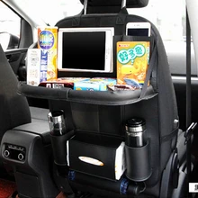 Cuero de LA PU Artificial Asiento Trasero Del Coche Organizador Plegable Bolsa de Almacenamiento Organizador de Mesa Accesorios de Automóviles Coche Tronco Estiba Ordenado