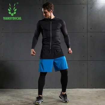 

2019 Autumn Winter Men Sports Suits Long Sleeve Jacket With Velvet Pants Running Basketball Quick Dry Breathable Training 3pcs