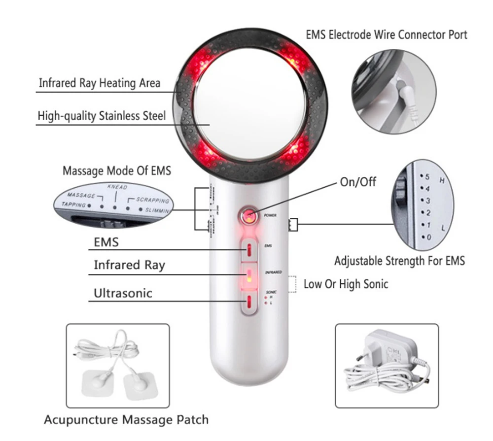 Ultrasonic Electric Body Massager Beauty Guide Slimming Massage Fat Burning Machine Weight Reducing Apparatus