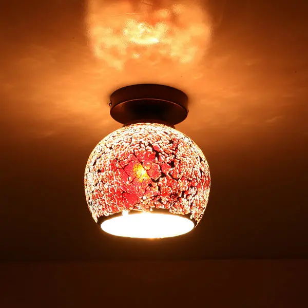 Ретро Мозаика E27 потолочный светильник минималистичный креативный круглый стеклянный потолочный светильник для гостиной ресторана бара Кофейни квартиры - Цвет корпуса: 8