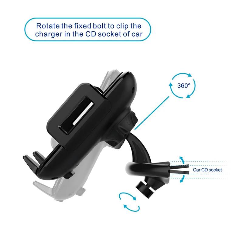 Fimilef Qi Car Wireless Fast Charger Phone Holder For iphone Samsung S8 Car CD Slot GPS Mobile Mount Charging Stand Car Holder (3)