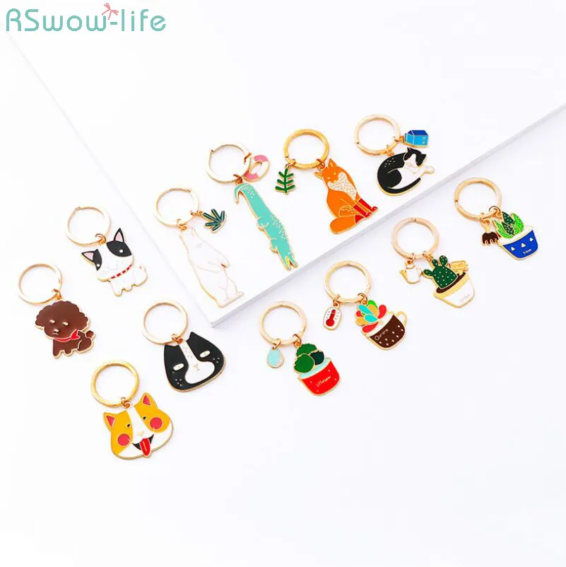 

3Pcs Korean Cute Cartoon Animal Plant Key Ring Creative Giant Exquisite Keys Metal Cartoon Accessories Wedding Gifts For Guests