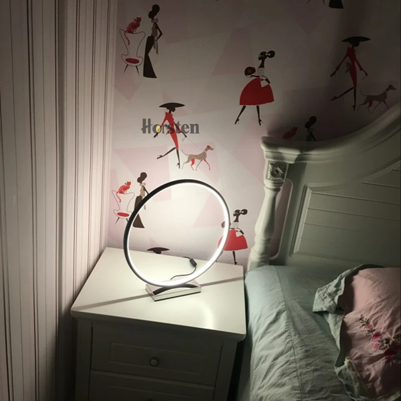 Horsten Nordic Creative Art Decortaion Dimmable LED Table Lamp Minimalism Modern Round Desk Table Light Bedside Lamp Gift (4)