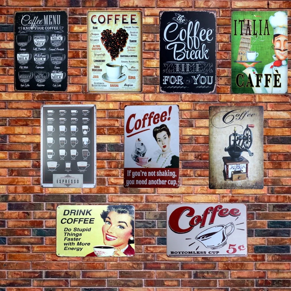 [Mike86] CAFE MENU KNOW YOUR COFFEE оловянный знак старая настенная металлическая живопись