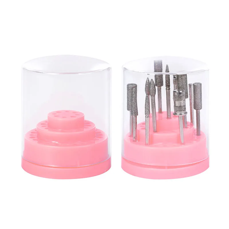 

Nail Sanding Drill Bit Holder Stand Display Acrylic Cover 48 Holes Drill Bits Container Storage Case Box Manicure Tools