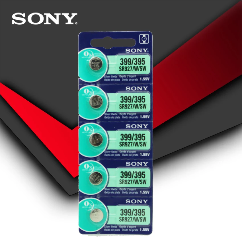 5 шт. sony 395 SR927SW 399 SR927W LR927 AG7 1,55 V батарея для часов SR927SW 395 кнопочная монетница Сделано в Японии