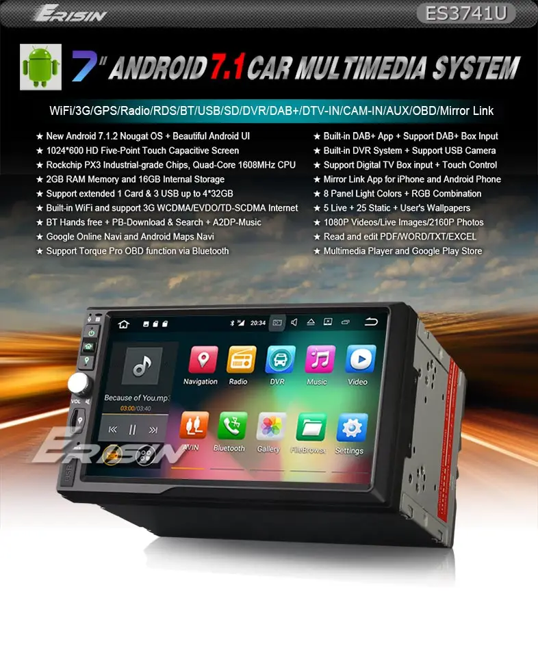 Clearance 7" Android 7.1.2 OS Double Din Car Multimedia 2 Din Car Navigation GPS Two Din Car Radio with External OBD2 Adapter Support 1 Clearance 7" Android 7.1.2 OS Double Din Car Multimedia 2 Din Car Navigation GPS Two Din Car Radio with External OBD2 Adapter Support 1