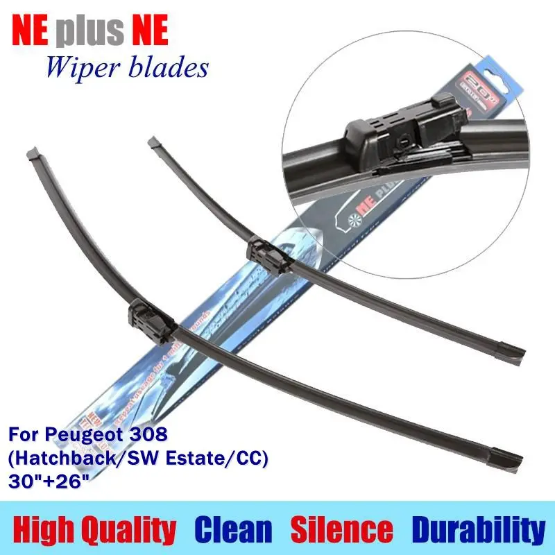 wiper blades for Peugeot 308 (Hatchback/SW Estate/CC) 30"+26"R Rubber