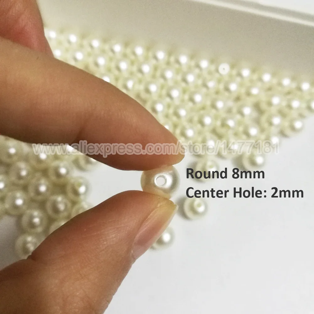 Immitation Pearls 8mm Full Round with 2mm Hole 11