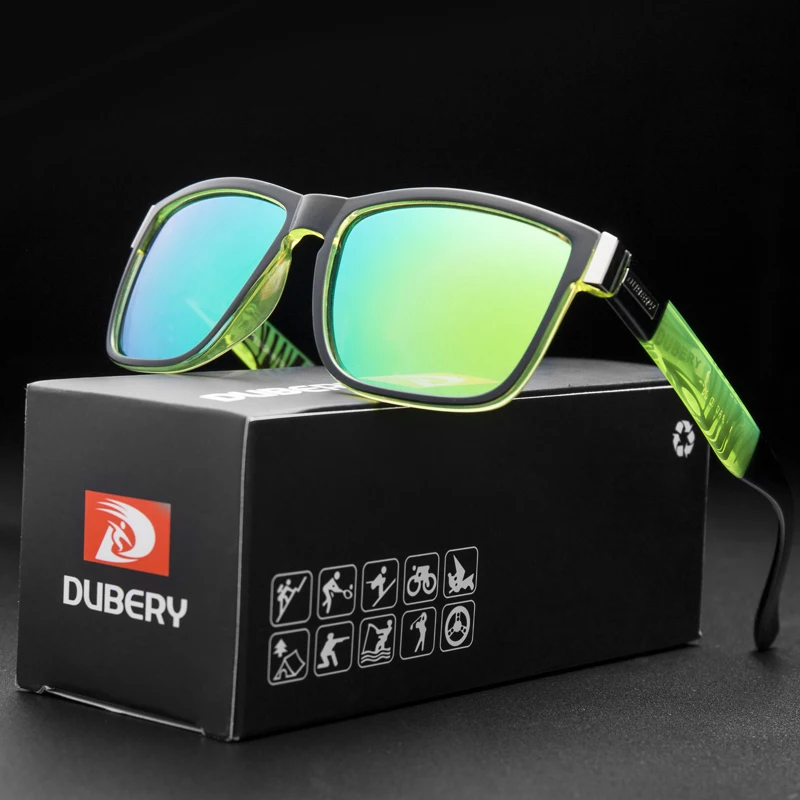 

Солнечные очки Dubery поляризационные UV400 для мужчин и женщин, зеркальные винтажные аксессуары в зеленой оправе, для вождения, летние