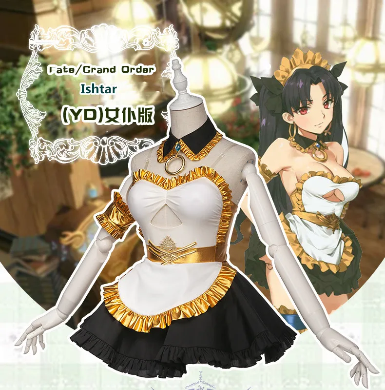 Аниме! Fate Grand Order Ishtar YD платье горничной Милая Сексуальная униформа косплей костюм