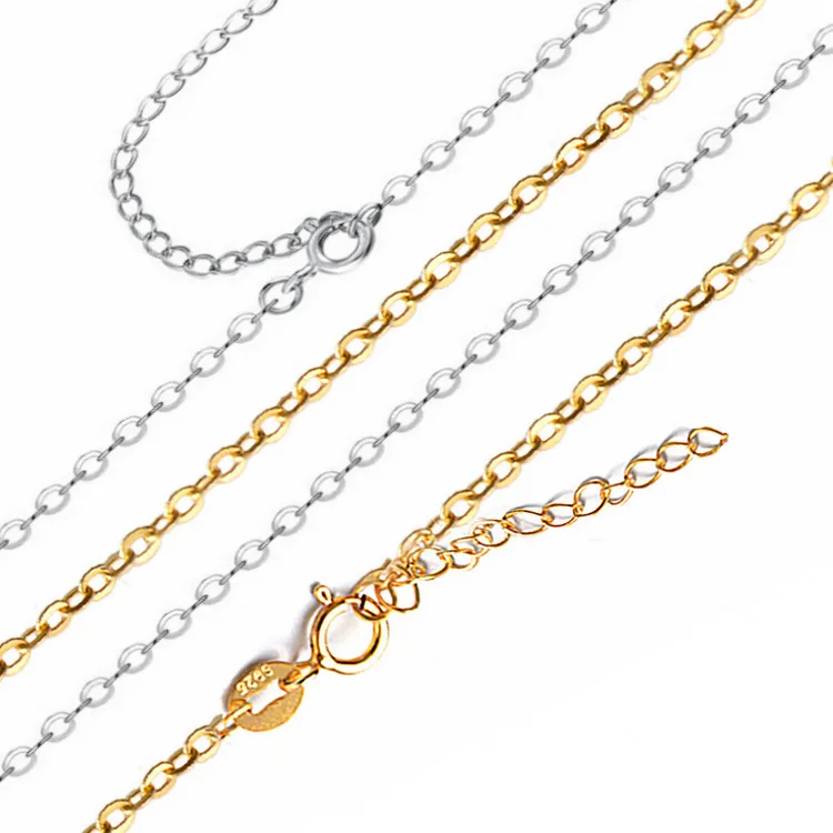 1Pc Yellow Gold Real. 925 Sterling Silver ROLO Necklace 16