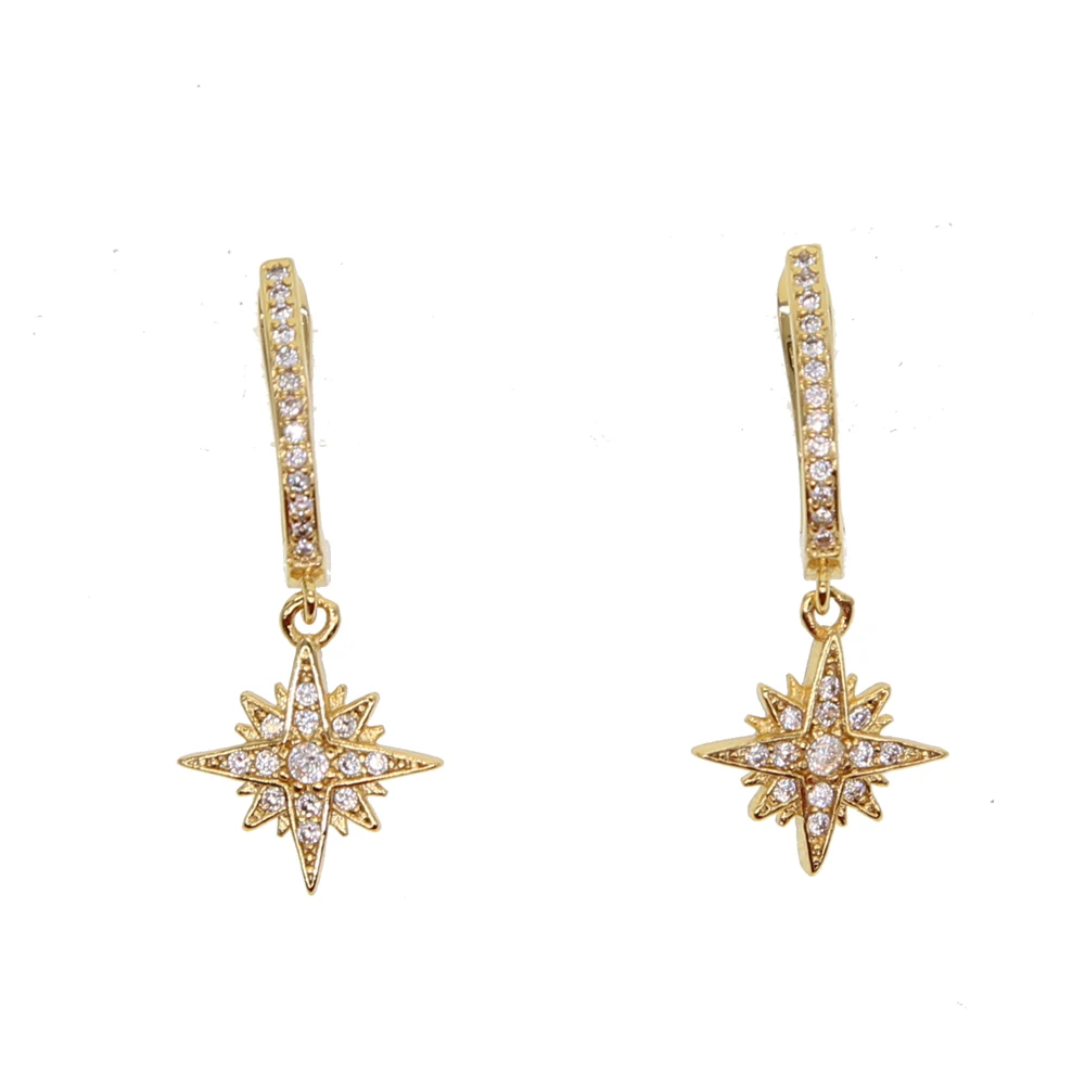 2019 fashion Korean fresh simple temperament CZ North star earring wholesale starburst charm sparking cz female jewelry
