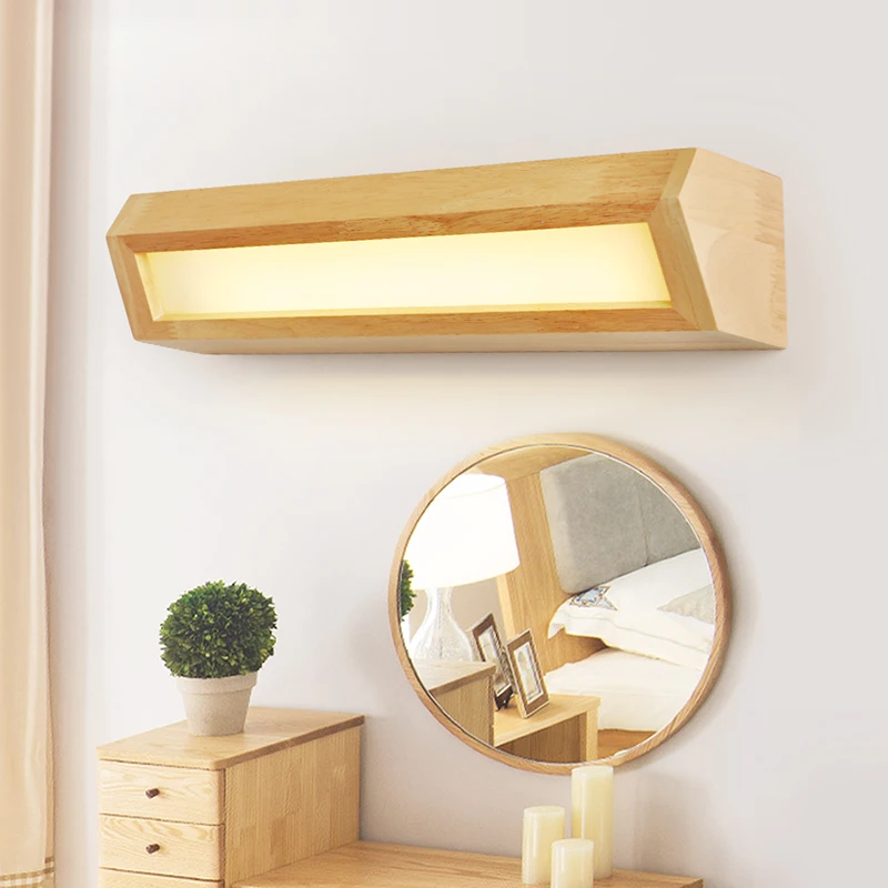 Japan Style Modern Oak Wood Wall Lamps Cube Sugar Lampshade Bedroom Bedside Wall Light Home Wall Sconce 110-220V