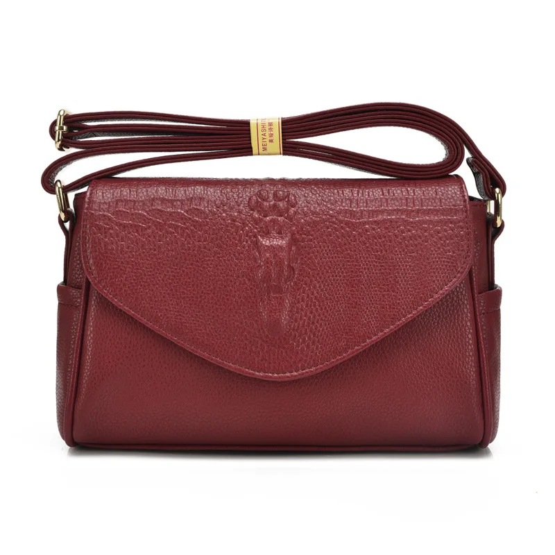 Высококачественная женская сумка из натуральной кожи, женская сумка через плечо, женская сумка - Цвет: Бургундия