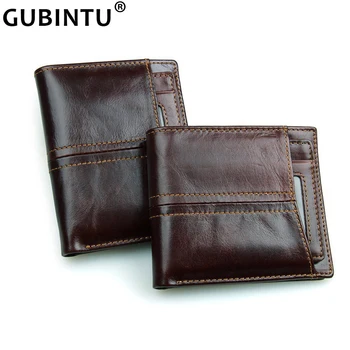

GUBINTU Brand RFID Shielded Men's Wallets Anti Scan Genuine Leather Wallet Top Layer Leather Male Purse Card Holder Wallet Short