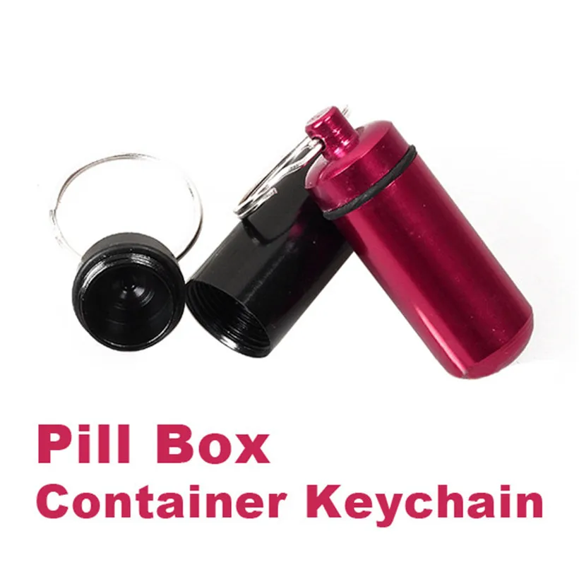 Aluminum Keychain Pill Box WaterProof Aluminum Drug Pill Cases Bottle