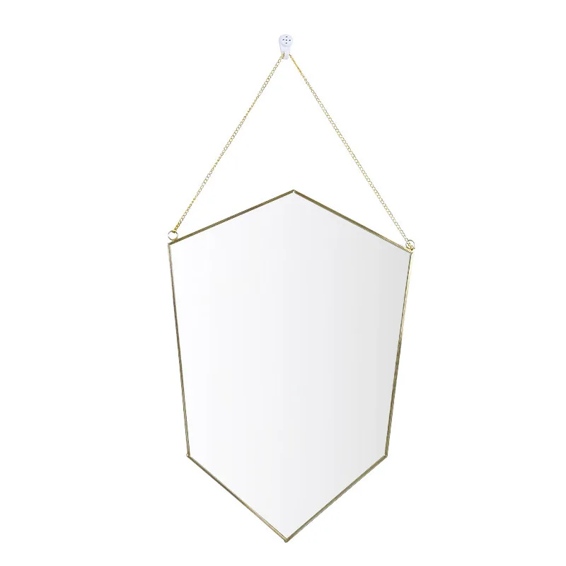 Nordic Minimalist Geometric Shape Light Luxury Brass Square Mirror Irregular Bathroom Entrance Makeup Gifts | Дом и сад