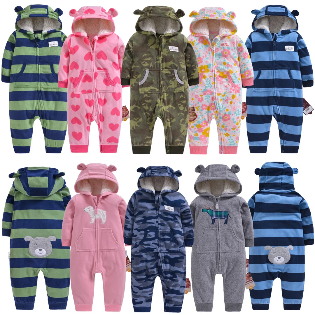 

Spring baby rompers for boys clothes newborn fleecy crawlers warm baby harlan jumpsuits for girls clothes baby boy romper