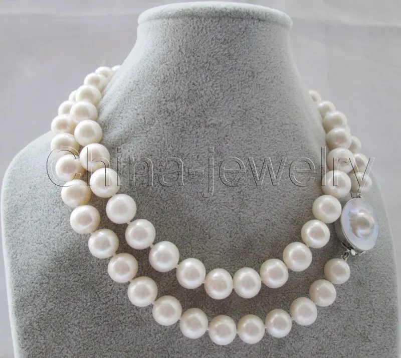 

Fast SHIPPING ******AAA++ 32.5 " 13mm white perfect round freshwater pearl necklace - 925 silver cla (A0329)