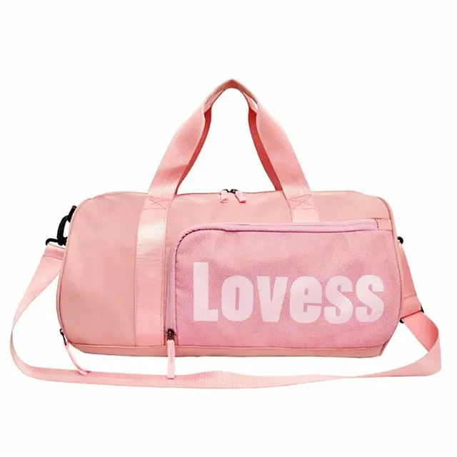 Pink Duffel Bag Sport For Gym New PU Women Travel Leather Bag Men Black ...