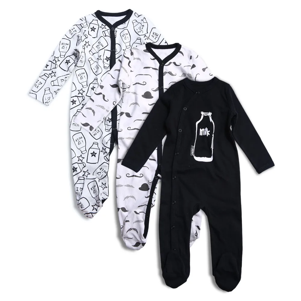 

New 3PCS Newborn Baby Boys Girls Romper Long Sleeve Bodysuit Unisex Baby Clothing Sets 100% Cotton Jumpsuit
