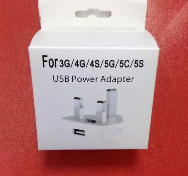

Wholesale! 2000pcs Paper Retail Package Packaging Box With Holder and innner tray For iPhone UK Plug USB Power Adapter