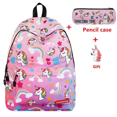 SET3 Модный рюкзак с единорогом, женская сумка, Mochila, школьный рюкзак, школьные сумки для девочек-подростков, сумка для путешествий, Bolsa Feminina - Цвет: SET3